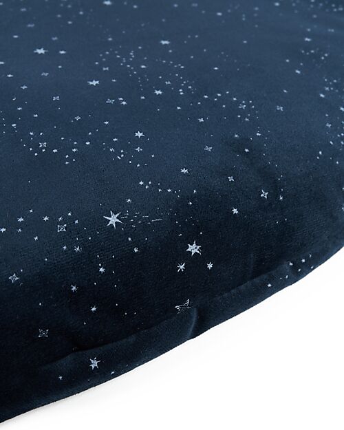 Nobodinoz Fluffy PlayMat - Midnight Blue and Silver - 110 dm x 6 cm - Eco-Velvet Playmats
