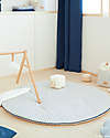 Nobodinoz Fluffy Round Playmat - Blue/Natural Stripes - 110x6 cm - Organic Cotton Padded Playmats