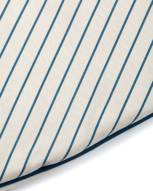 Nobodinoz Fluffy Round Playmat - Blue/Natural Stripes - 110x6 cm - Organic Cotton Padded Playmats