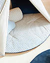 Nobodinoz Fluffy Round Playmat - Blue/Natural Stripes - 110x6 cm - Organic Cotton Padded Playmats