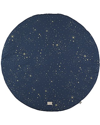 Nobodinoz FullMoon Small Round Playmat, Gold Stella/Night Blue - 105 cm - Organic cotton Carpets