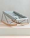 Nobodinoz Growing Green Baby Bouncer - Beech Wood + Baby Bouncer Cover - White Gatsby/Green Organic Cotton Bouncers