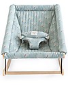 Nobodinoz Growing Green Baby Bouncer - Beech Wood + Baby Bouncer Cover - White Gatsby/Green Organic Cotton Bouncers