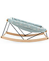 Nobodinoz Growing Green Baby Bouncer - Beech Wood + Baby Bouncer Cover - White Gatsby/Green Organic Cotton Bouncers