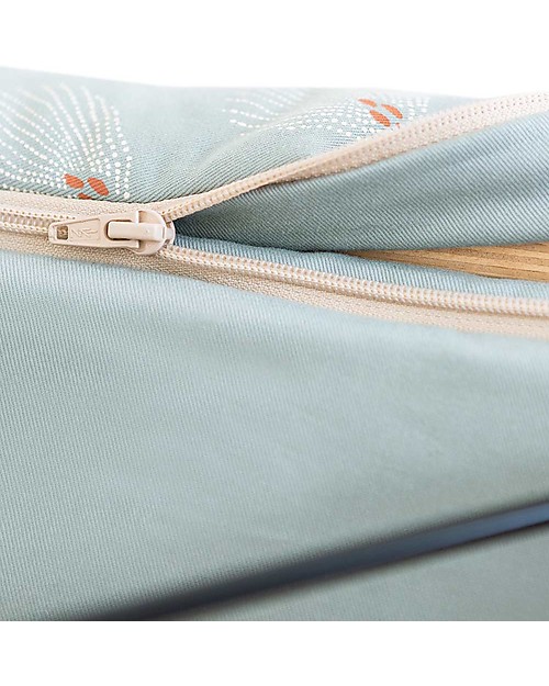 Nobodinoz Growing Green Baby Bouncer - Beech Wood + Baby Bouncer Cover - White Gatsby/Green Organic Cotton Bouncers