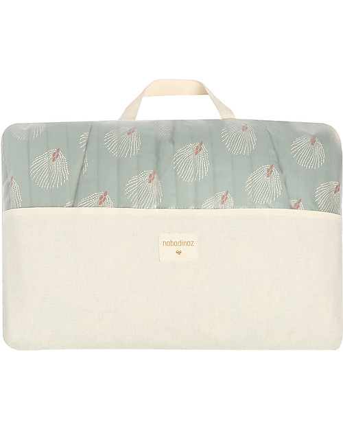 Nobodinoz Growing Green Baby Bouncer - Beech Wood + Baby Bouncer Cover - White Gatsby/Green Organic Cotton Bouncers