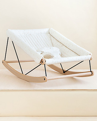 Nobodinoz Growing Green Baby Bouncer - Beech Wood + Cover - Honey Dots/Natural Organic Cotton Bouncers