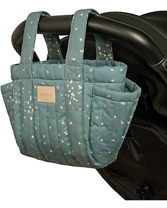 Nobodinoz Hyde Park Organizer Bag for Stroller - Gold Confetti/Magic Green - Organic cotton Organize and Bags