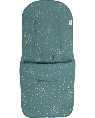 Nobodinoz Hyde Park Universal Stroller Pad - Gold Confetti Green - Organic Cotton Mattresses and Baby-nest