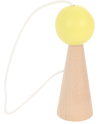 Nobodinoz Ice-Cream Bilboquet, Yellow - Place the Scoop on the Corner! Traditional Toys