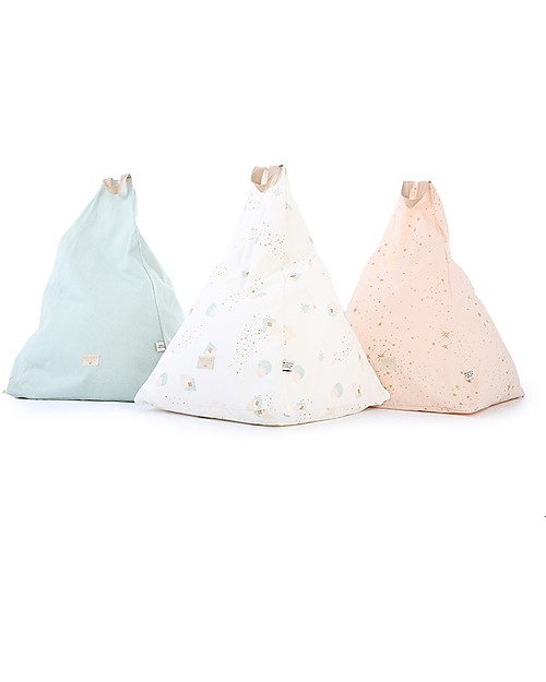 Nobodinoz Kids Bean-bag Keops, Gold Stella/Dream Pink - Cotton Pouf