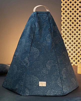 Nobodinoz Kids Bean-bag Marrakech - Gold Bubble/Night Blue - Organic cotton Cushions