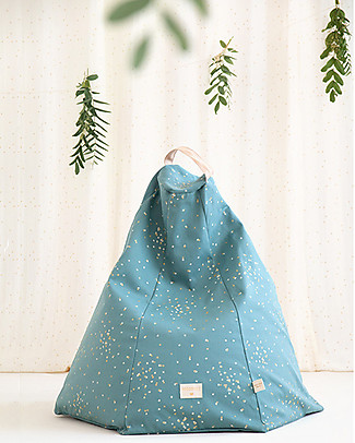 Nobodinoz Kids Bean-bag Marrakech, Gold Confetti/Magic Green - Organic cotton Cushions
