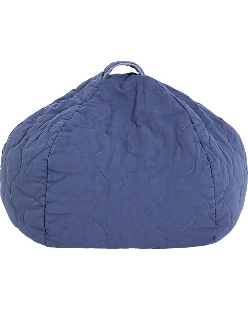 Nobodinoz Landscape Quilted Beanbag - Cobalt - Diameter 65 x 35 cm Pouf