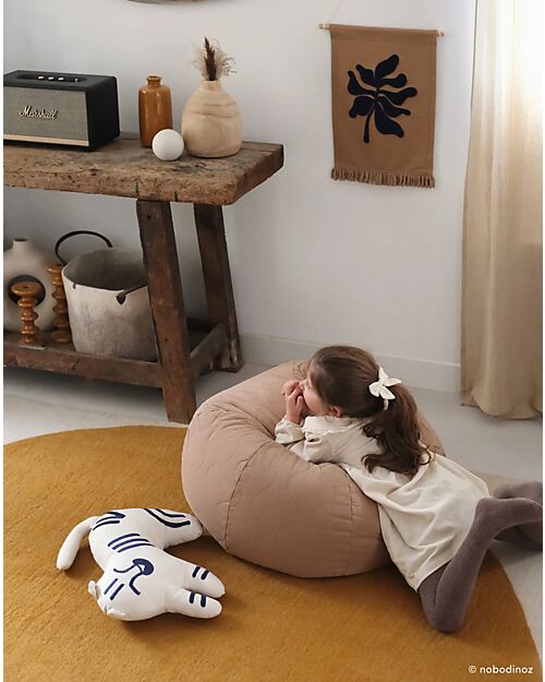 Nobodinoz Landscape Quilted Beanbag - Sesame - Diameter 65 x 35 cm Pouf