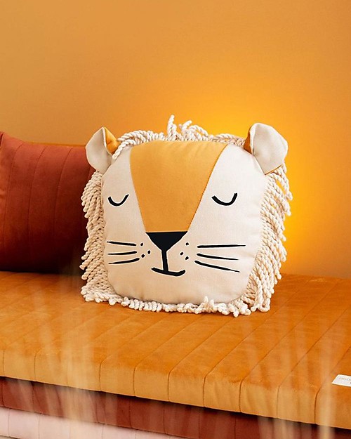 Nobodinoz Lion Cushion - 32x35 cm - Eco-friendly Cushions