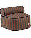 Nobodinoz Majestic Beanbag - Blue Brown Stripes/Taupe - 50x50x25 cm - Organic Cotton Pouf