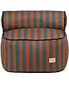 Nobodinoz Majestic Beanbag - Blue Brown Stripes/Taupe - 50x50x25 cm - Organic Cotton Pouf