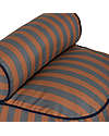 Nobodinoz Majestic Beanbag - Blue Brown Stripes/Taupe - 50x50x25 cm - Organic Cotton Pouf
