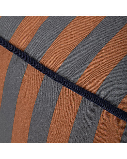 Nobodinoz Majestic Beanbag - Blue Brown Stripes/Taupe - 50x50x25 cm - Organic Cotton Pouf