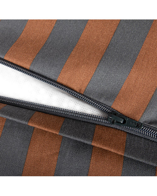 Nobodinoz Majestic Beanbag - Blue Brown Stripes/Taupe - 50x50x25 cm - Organic Cotton Pouf