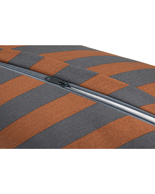 Nobodinoz Majestic Cylindric Cushion - Blue Brown Stripes - 50x18 cm - Organic Cotton Cushions