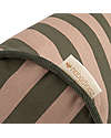 Nobodinoz Majestic Cylindric Cushion - Green Taupe Stripes - 50x18 cm - Organic Cotton Cushions