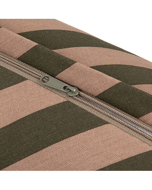 Nobodinoz Majestic Cylindric Cushion - Green Taupe Stripes - 50x18 cm - Organic Cotton Cushions