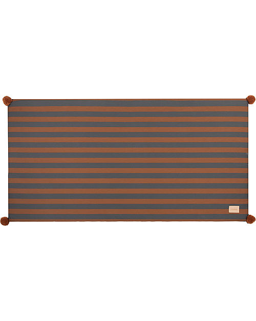 Nobodinoz Majestic Eco Floor Mattress - Blue Brown Stripes - 60x120x4 cm - Organic Cotton Padded Playmats