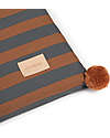 Nobodinoz Majestic Eco Floor Mattress - Blue Brown Stripes - 60x120x4 cm - Organic Cotton Padded Playmats