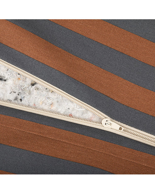 Nobodinoz Majestic Eco Floor Mattress - Blue Brown Stripes - 60x120x4 cm - Organic Cotton Padded Playmats