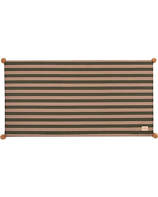 Nobodinoz Majestic Eco Floor Mattress - Green Taupe Stripes - 60x120x4 cm - Organic Cotton Padded Playmats