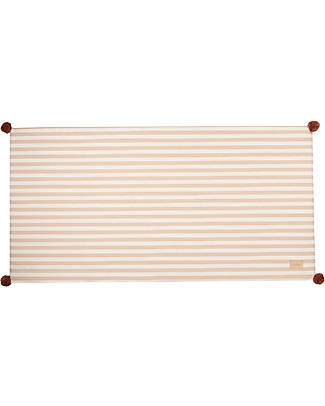 Nobodinoz Majestic Eco Floor Mattress - Taupe Stripes Natural - 60x120x4 cm - Organic Cotton Padded Playmats