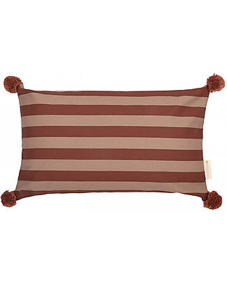 Nobodinoz Majestic Rectangular Cushion - Marsala Taupe Stripes - 46x27 cm - Organic Cotton Cushions