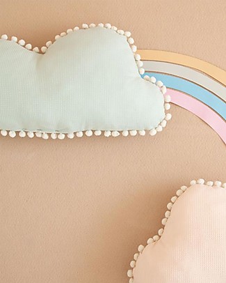 Nobodinoz Marshmallow Cloud Cushion, Aqua - 30x58 cm - Organic cotton Cushions