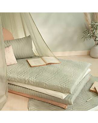 Nobodinoz Mattres Monaco - Linden Green- 100% Bio Cotton - 128 x 68 x 4cm Padded Playmats