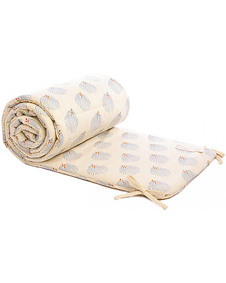 Nobodinoz Nest Cot Bumper - Blue Gatsby/Cream - Organic cotton Bumpers