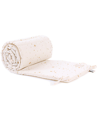 Nobodinoz Nest Cot Bumper, Gold Stella/Natural- Organic cotton Bumpers