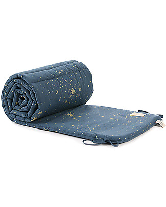 Nobodinoz Nest Cot Bumper, Gold Stella/Night Blue - Organic cotton Bumpers