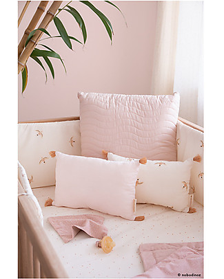 Nobodinoz Nest Cot Bumper, Nude Haiku Birds/Natural - Organic Cotton Bumpers