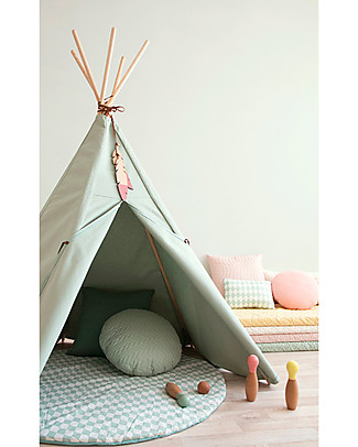 Nobodinoz Nevada Teepee, Provence Green - Organic cotton and wood Tepees & Tents