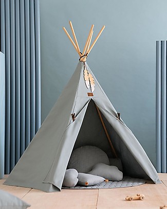Nobodinoz Nevada Teepee - Riviera Blue - Organic cotton and wood Tepees & Tents