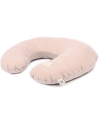 Nobodinoz Nursing Pillow Sunrise, White Bubble/Misty Pink - 50x60 cm - Organic cotton Organic Cotton