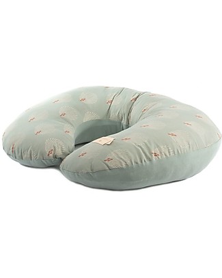 Nobodinoz Nursing Pillow Sunrise - White Gatsby/Green - 50x60 cm - Organic cotton Breastfeeding Pillows