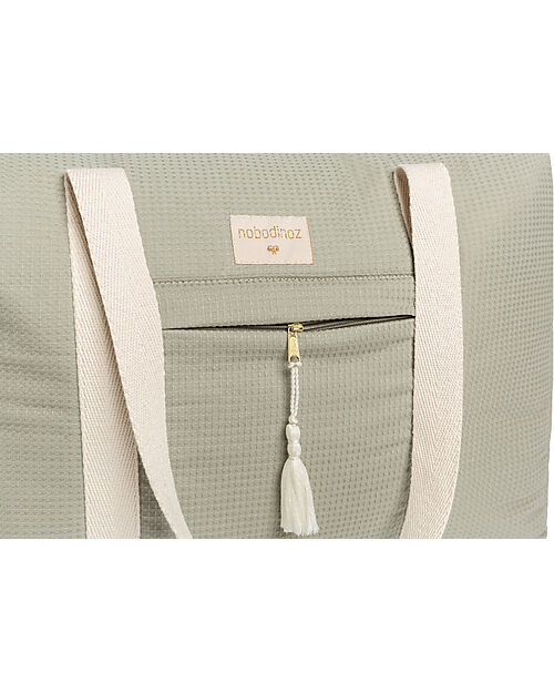 Nobodinoz Opera Waterproof Maternity Bag - Laurel Green - Organic cotton Diaper Changing Bags