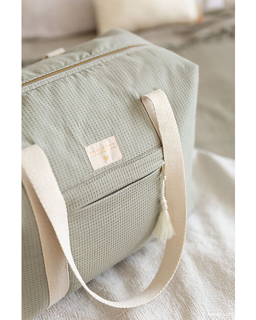 Nobodinoz Opera Waterproof Maternity Bag - Laurel Green - Organic cotton Diaper Changing Bags