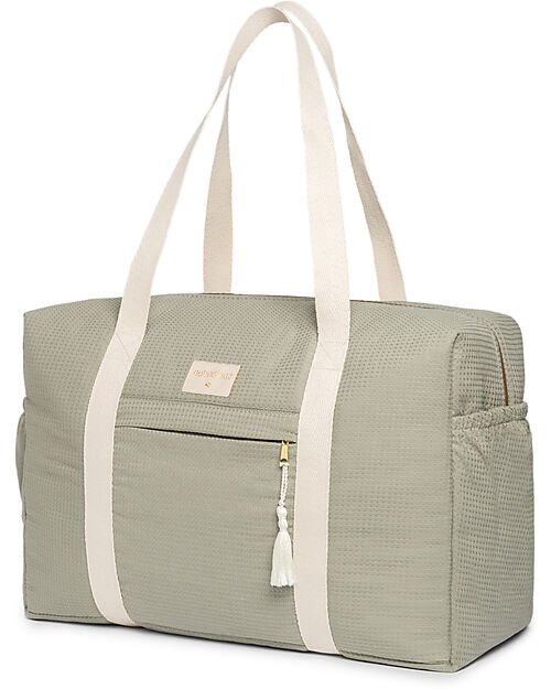 Nobodinoz Opera Waterproof Maternity Bag - Laurel Green - Organic cotton Diaper Changing Bags