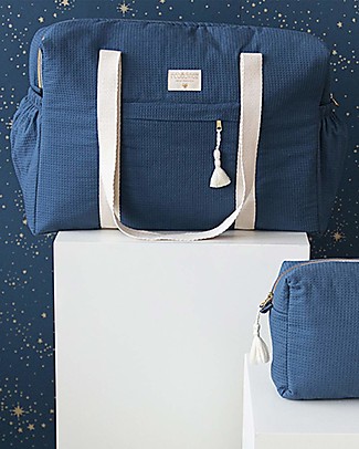 Nobodinoz Opera Waterproof Maternity Bag, Night Blue - Organic cotton Diaper Changing Bags & Accessories