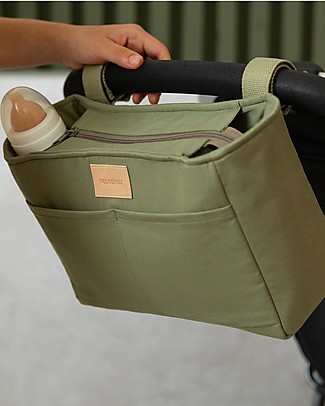 Nobodinoz Organizer Bag for Waterproof Stroller Baby on the Go - Olive Green - Organic Cotton Diaper Changing Bags & Accessories