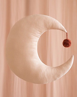 Nobodinoz Pierrot Moon Cushion, Misty Pink - 36x32 cm - Organic cotton Cushions